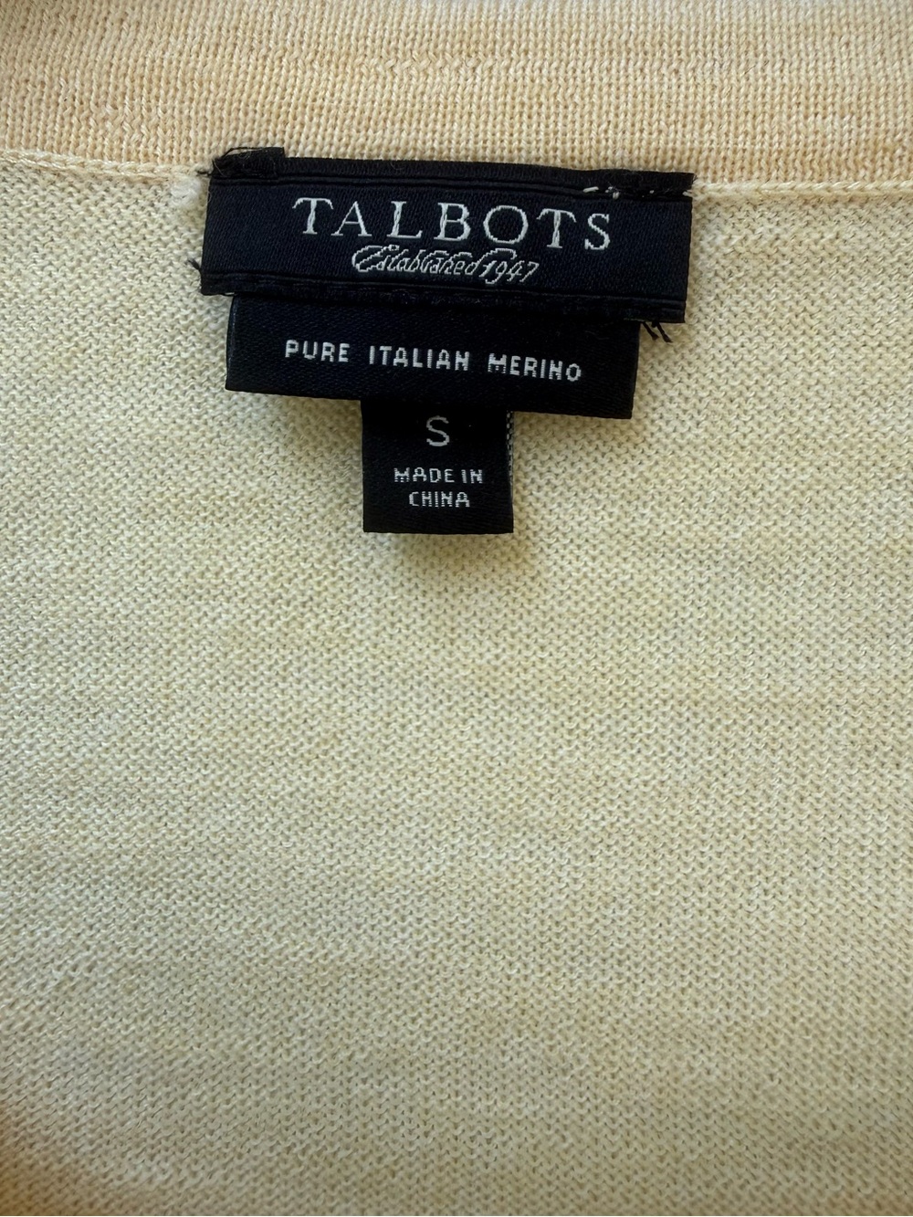 Talbots Merino Wool Cardigan Pale Yellow Pintuck Pleated Button Sweater Small - Picture 2 of 4